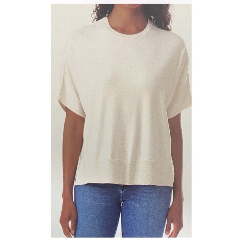 NWT Splendid Women's Short Sleeve‎ Knit Top, Cream L XL XXL